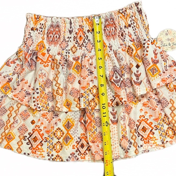 💜🧡 Tiered Ruffle Skirt | Smocked | Aztec Design | Jolie & Joy | Size Large - Picture 5 of 10